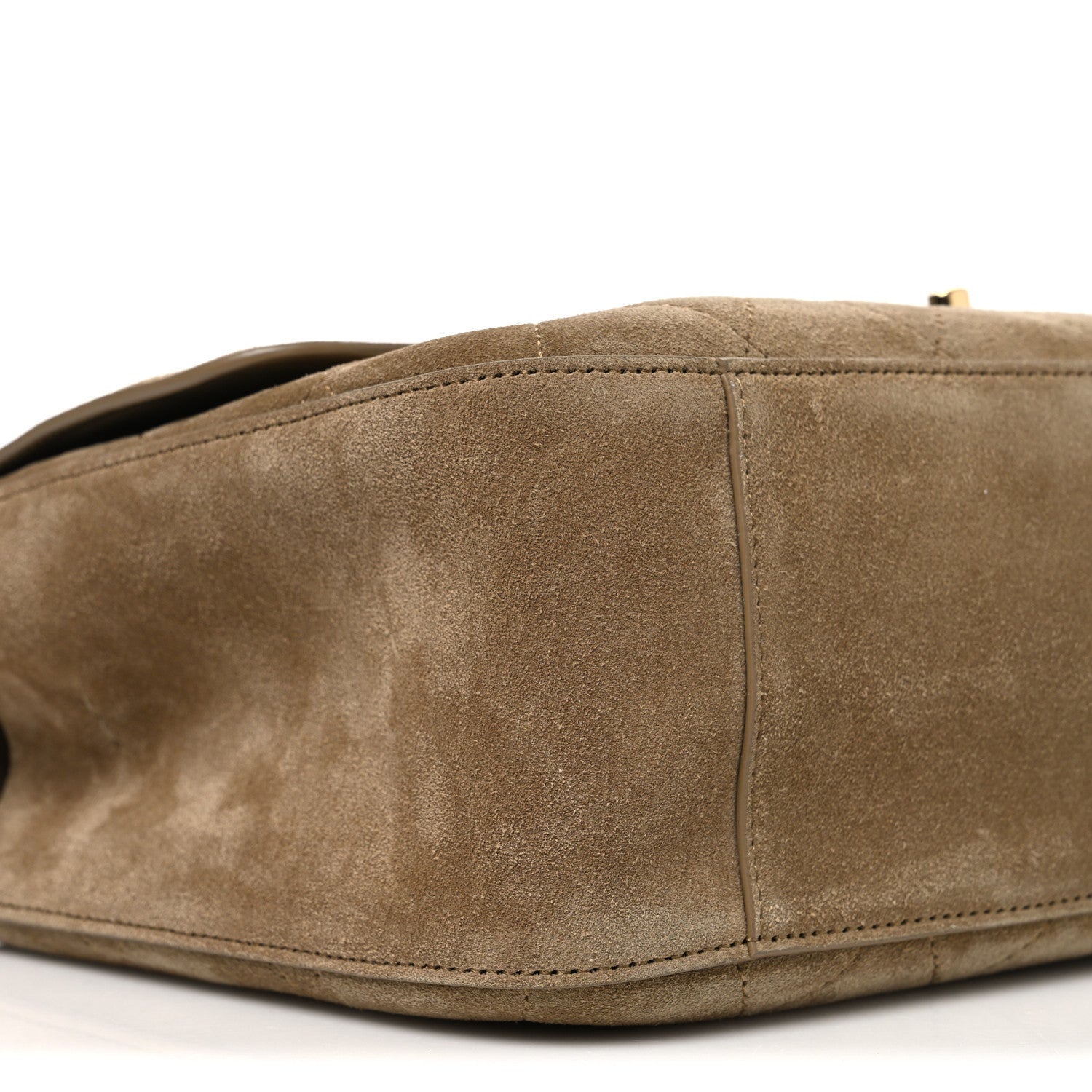 Suede Calfskin Small Souplissimo Maxi Flap Dark Beige