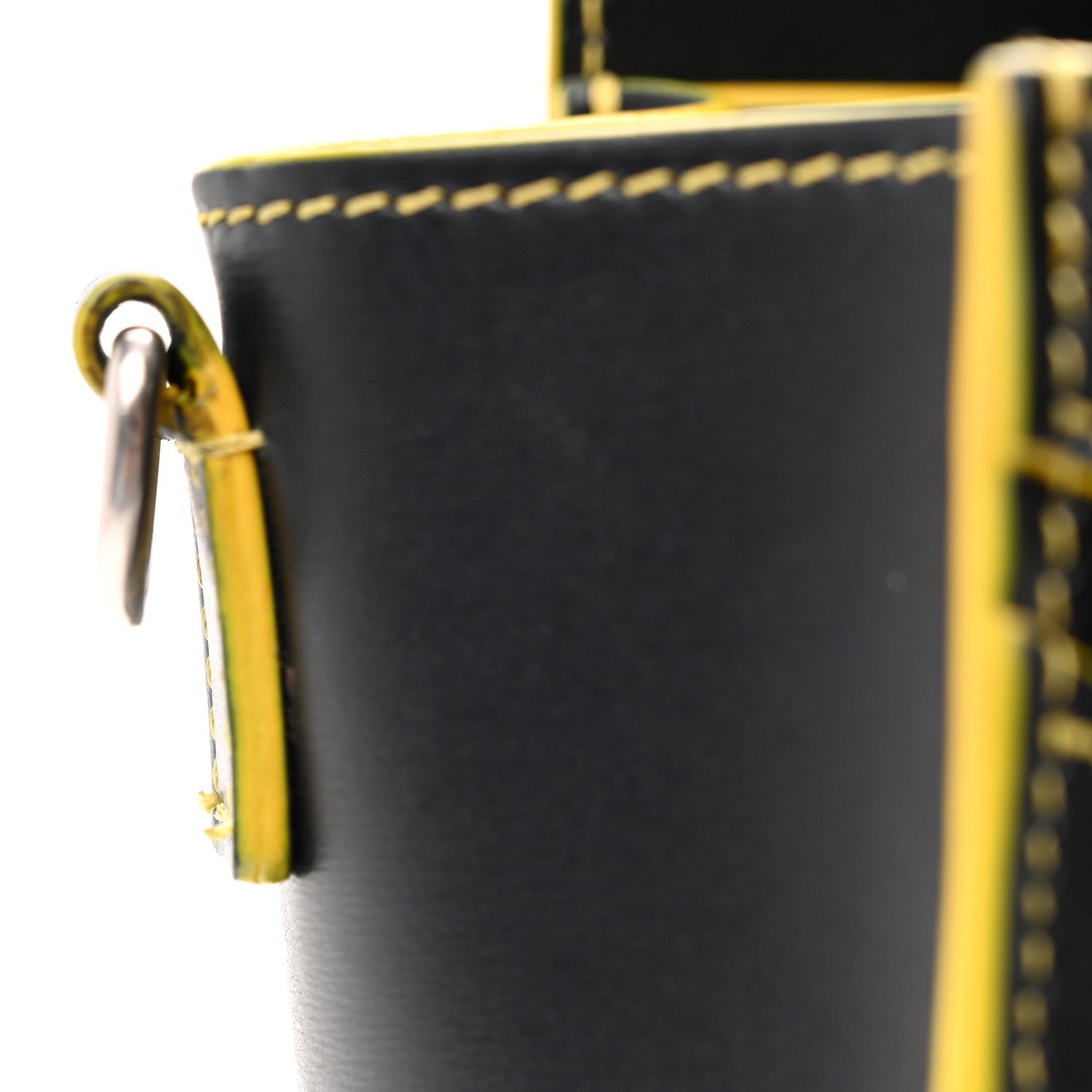 Satin Calfskin Nano Debossed Luggage Black Yellow