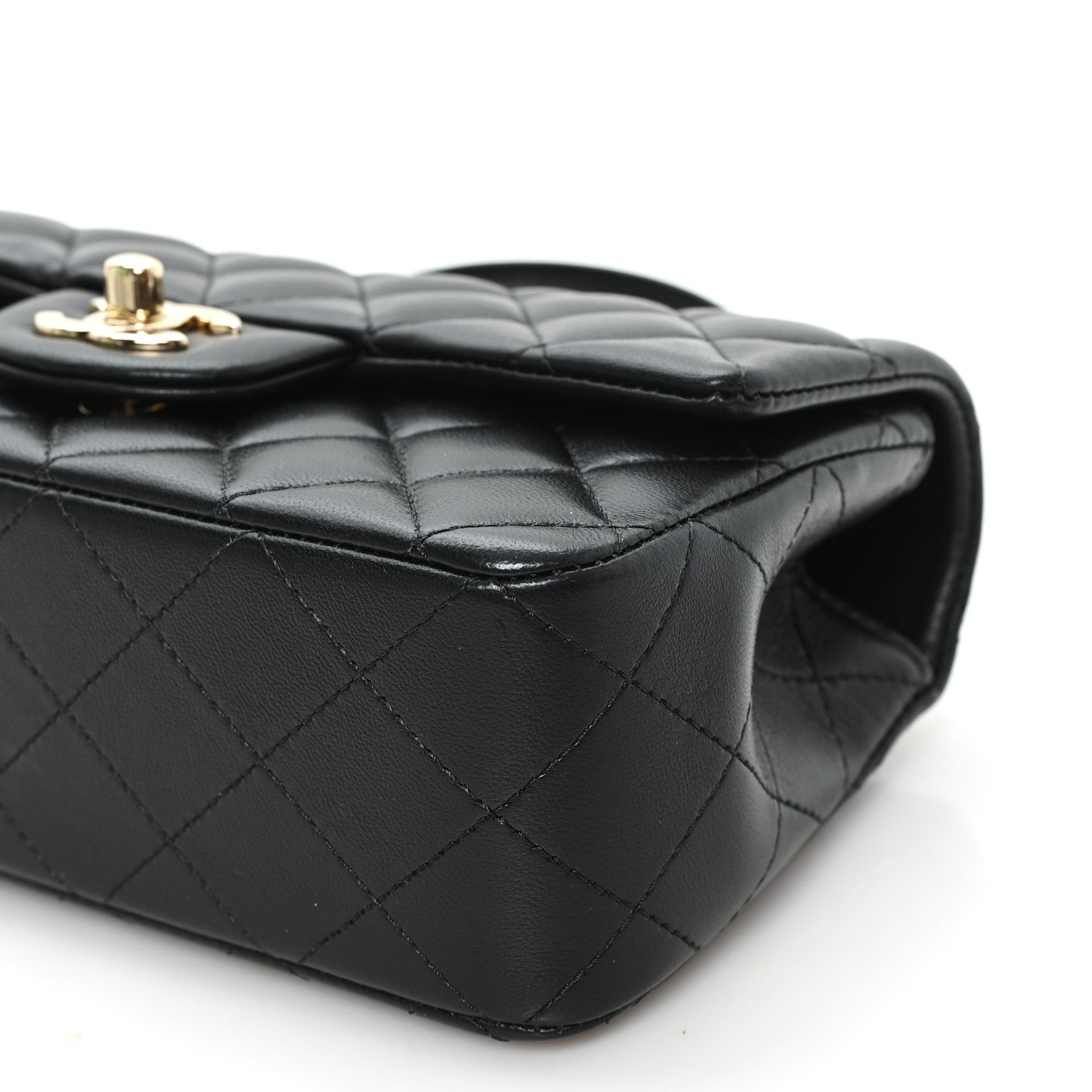 Caviar Quilted Mini Top Handle Rectangular Flap Black