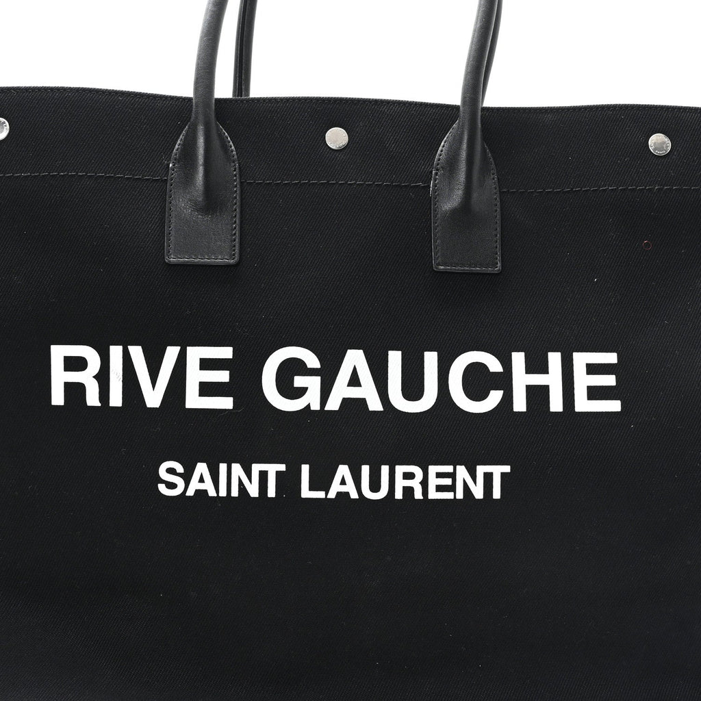 Linen Calfskin Rive Gauche Tote Black