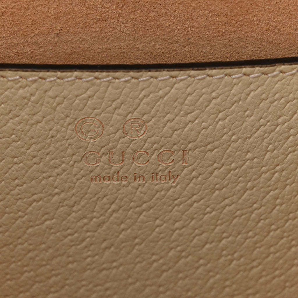 Textured Calfskin Web Small Ophidia Tote Bag Mystic White