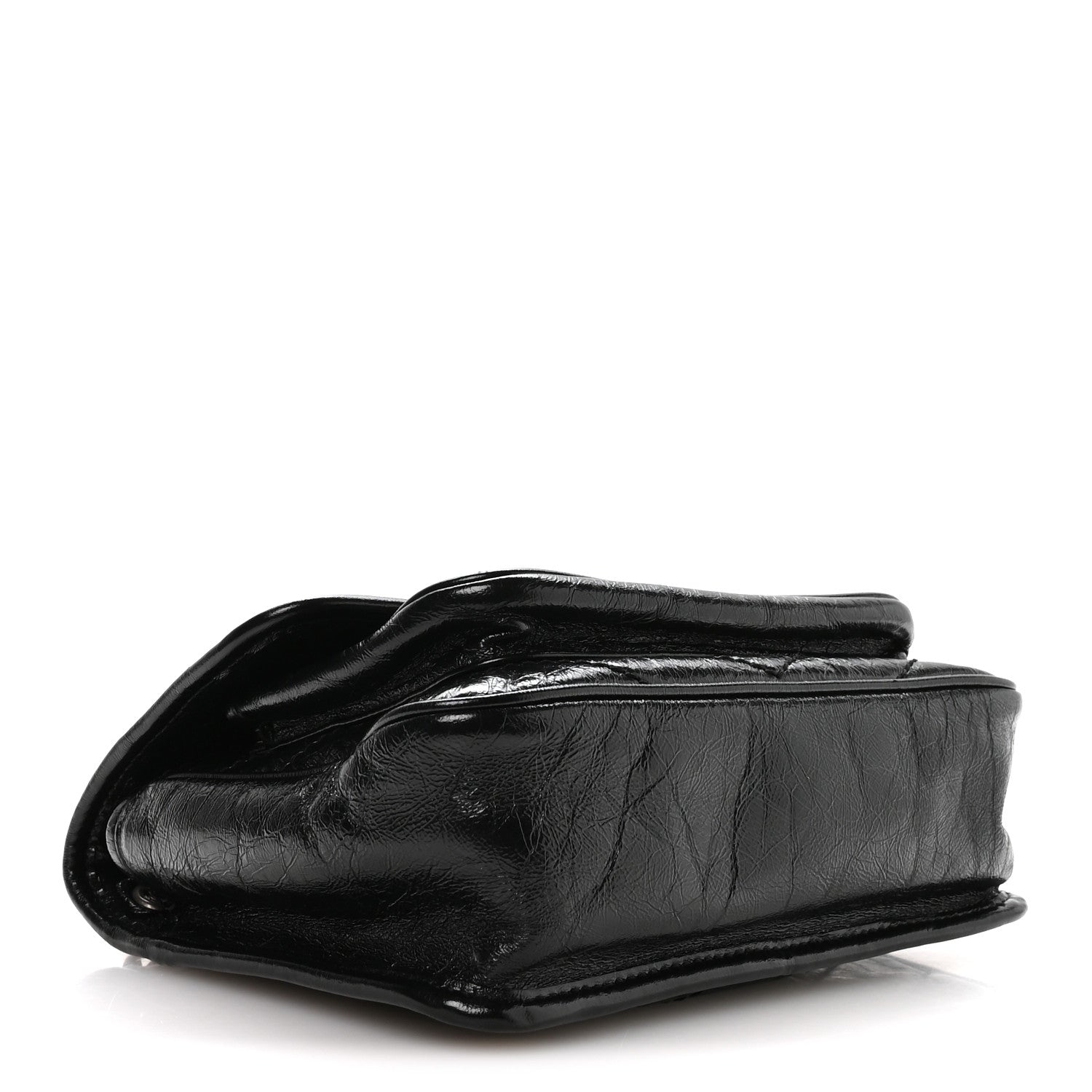 Crinkled Calfskin Matelasse Monogram Baby Niki Chain Satchel Black