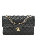 Caviar Quilted Small Double Flap Black