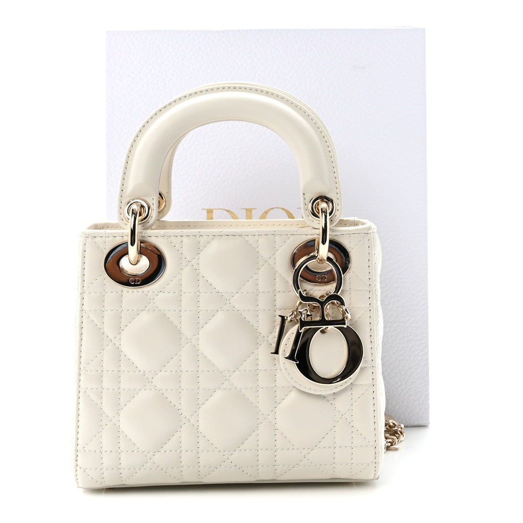 Lambskin Cannage Mini Lady Dior Latte