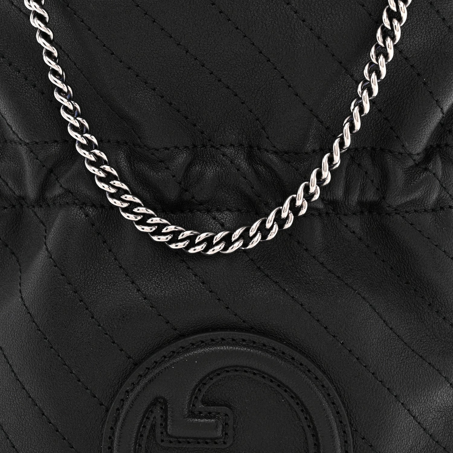 Sakai Be Green Calfskin Diagonal Stitched Mini Blondie Bucket Bag Black