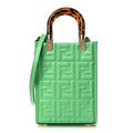 Vitello Plexiglass FF Embossed Mini Fendi Sunshine Shopper Tote Edamame