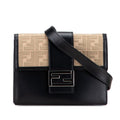 Fendi Flat Baguette Zucca Leather Canvas Shoulder Bag
