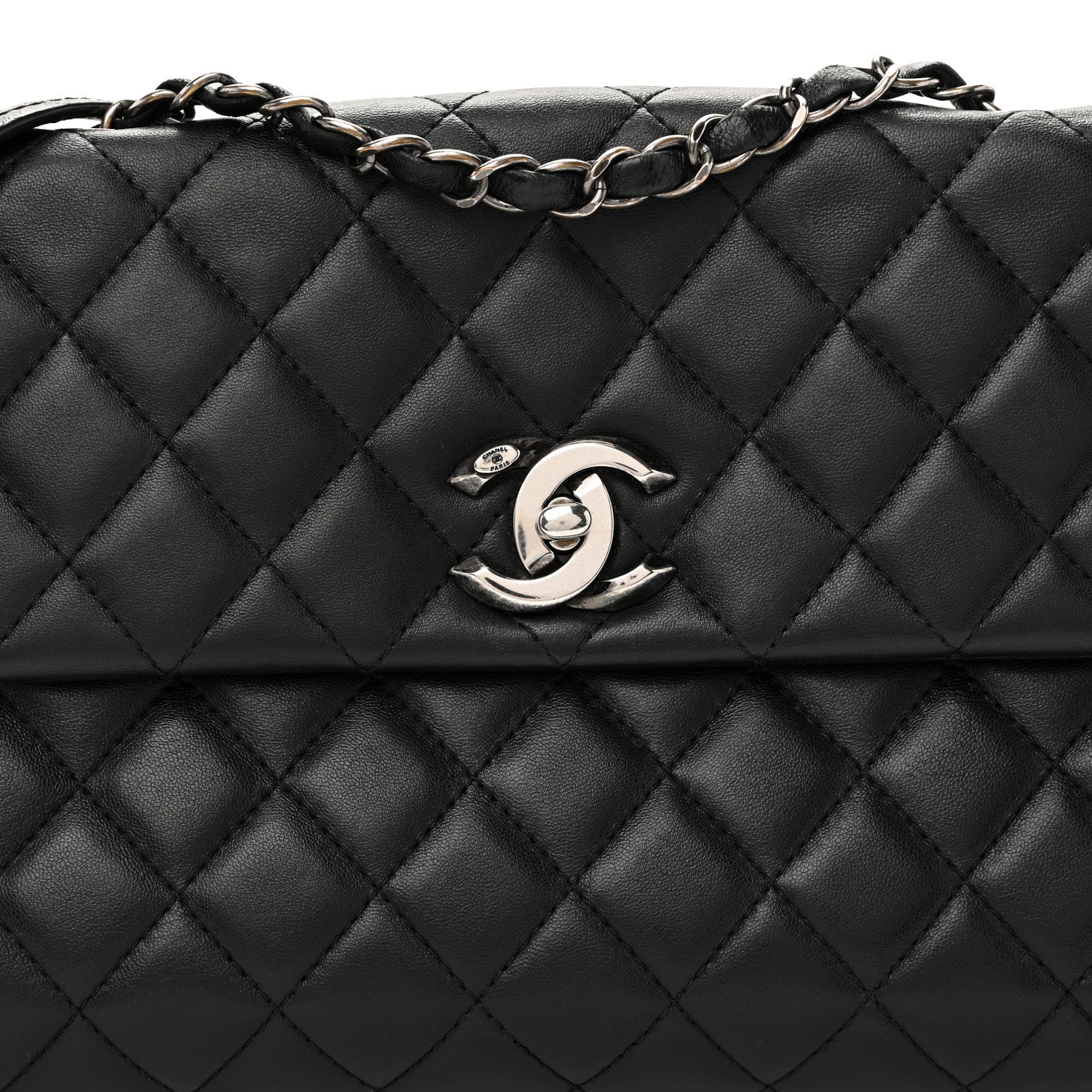 Calfskin Quilted Fold Up Again Flap Bag Black