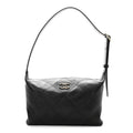 Shiny Lambskin Quilted Large Hobo Bag Black