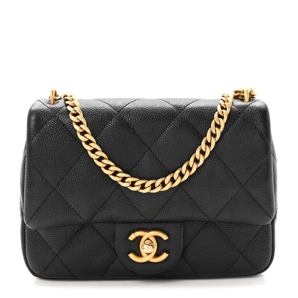 Caviar Quilted Mini Sweetheart Flap Black