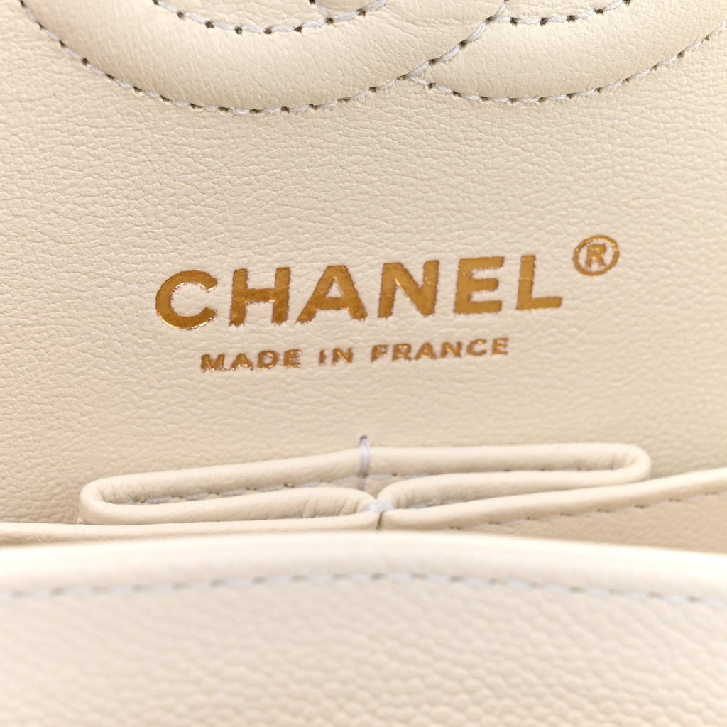 Caviar Quilted Small Double Flap White