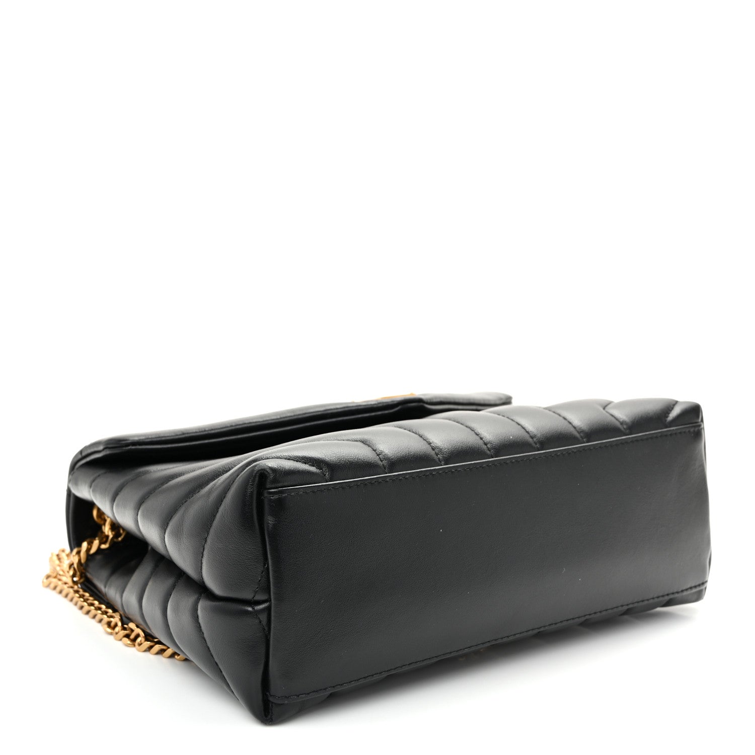 Calfskin Y Quilted Monogram Small Loulou Chain Satchel Black