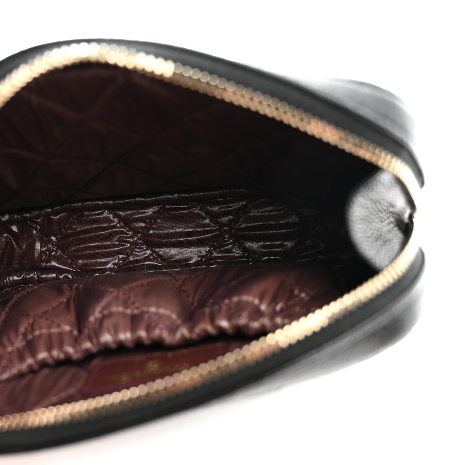 Caviar Quilted Small Curvy Pouch Cosmetic Case Black