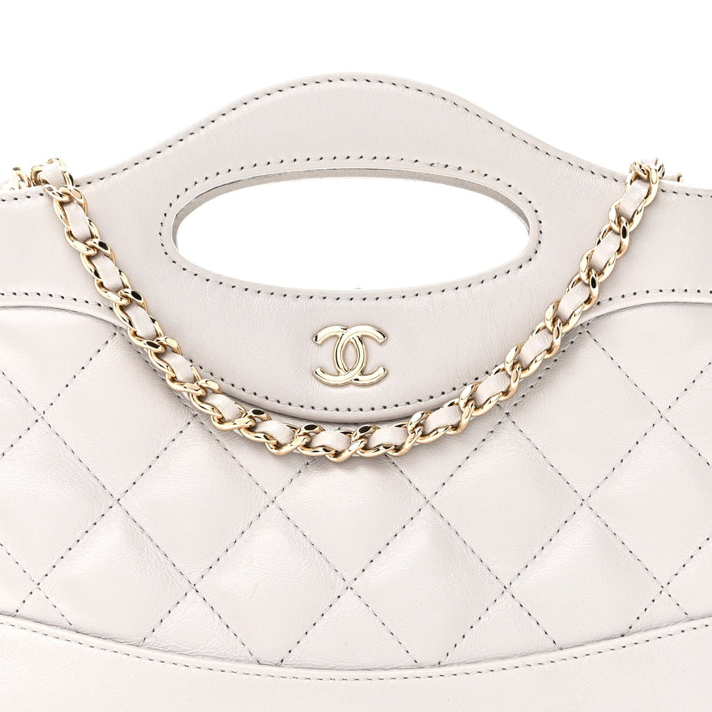 Shiny Lambskin Quilted Nano 31 Shopping Bag Grey