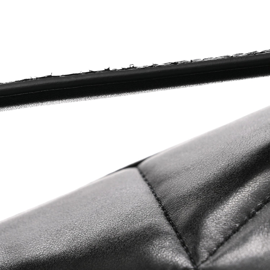Lambskin Quilted Medium Loulou Puffer Monogram Chain Satchel Black