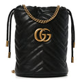 Calfskin Matelasse Mini GG Marmont 2.0 Bucket Bag Black