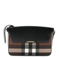 E-Canvas Check Calfskin Catherine Shoulder Bag Dark Birch Brown