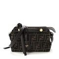 Vitello Grace Jacquard FF Mini By The Way Boston Bag Tobacco Moro Ebano
