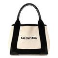 Cotton Canvas Calfskin Navy Cabas XS Natural Black