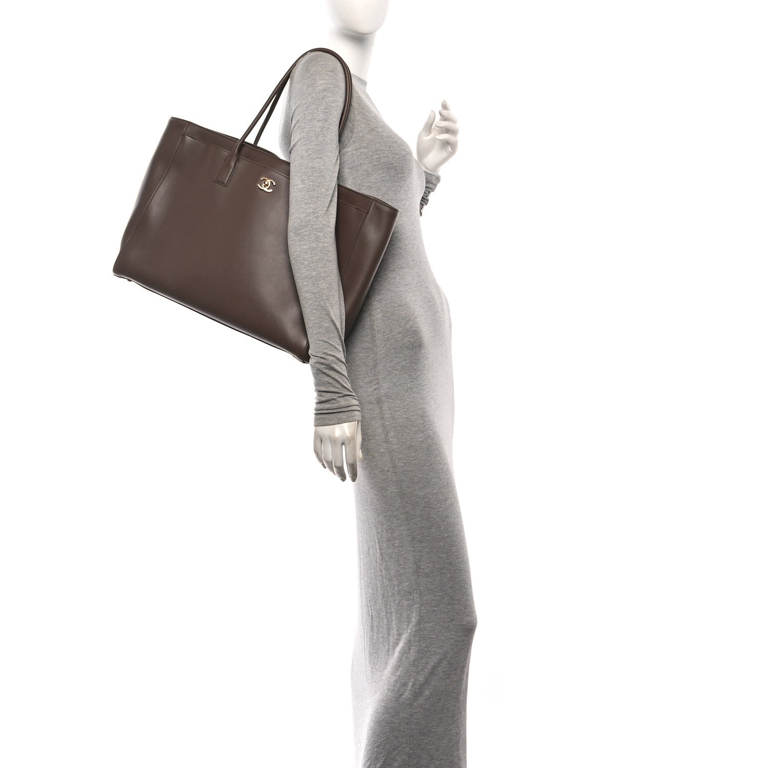 Calfskin Archetype Large Shopping Tote Light Brown