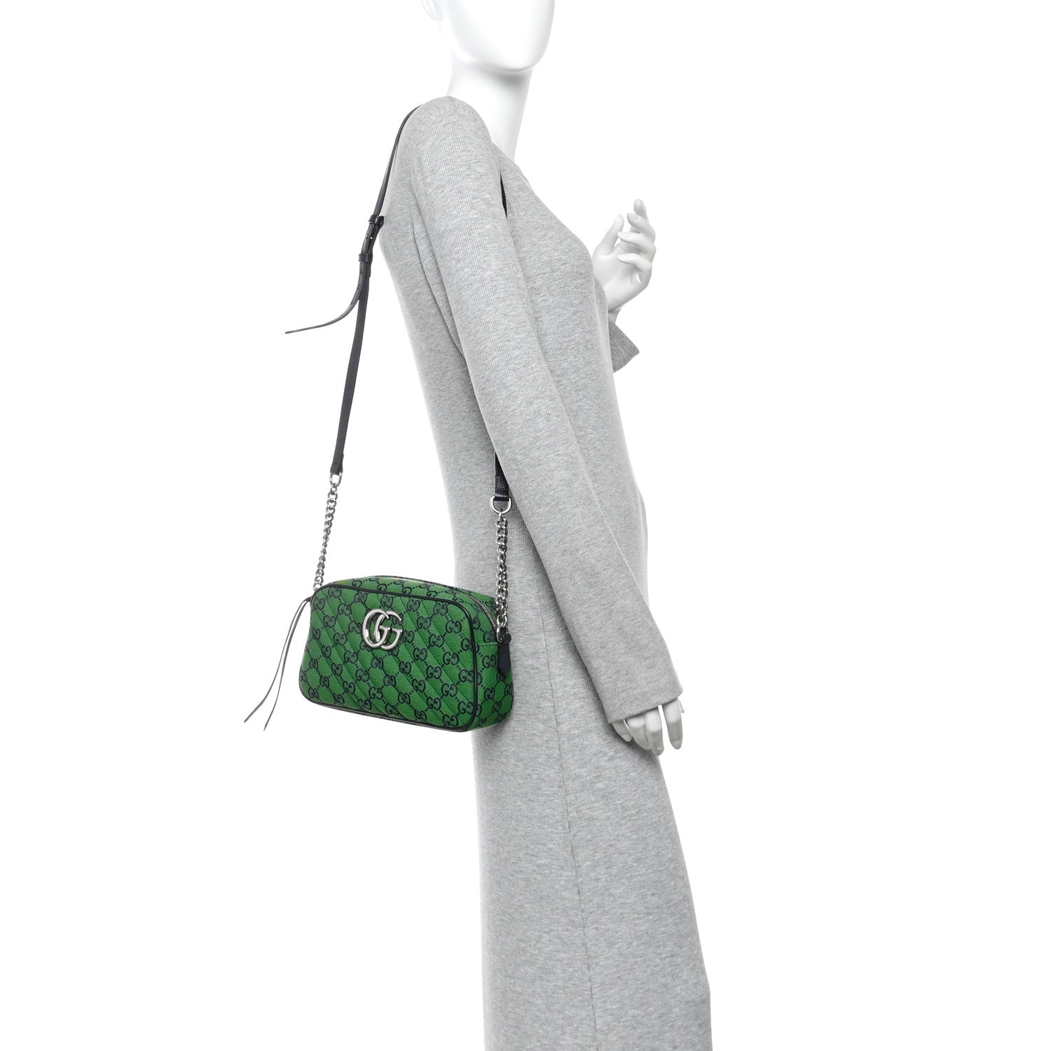 Monogram Multicolor Matelasse Diagonal Small GG Marmont Chain Shoulder Bag Green Blue