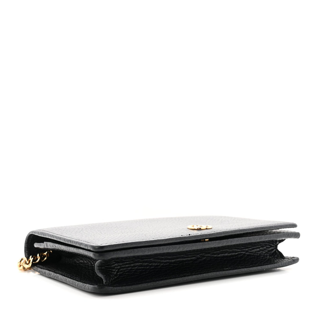 Calfskin Mini GG Marmont Chain Wallet Black