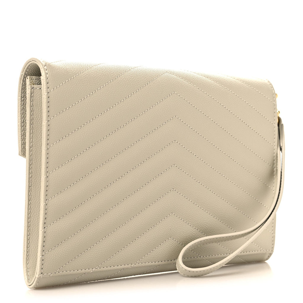 Grain De Poudre Matelasse Chevron Cassandre Envelope Chain Wallet Crema Soft