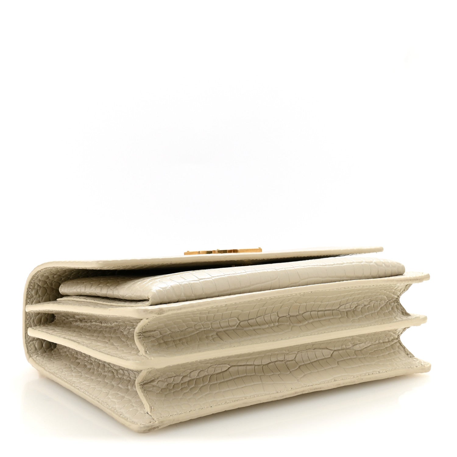 Calfskin Crocodile Embossed Medium Monogram Crema Soft