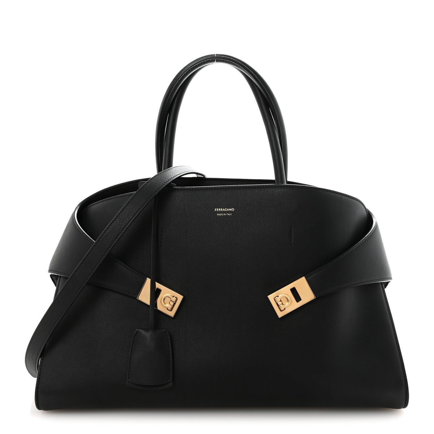Calfskin Medium Hug Bag Black