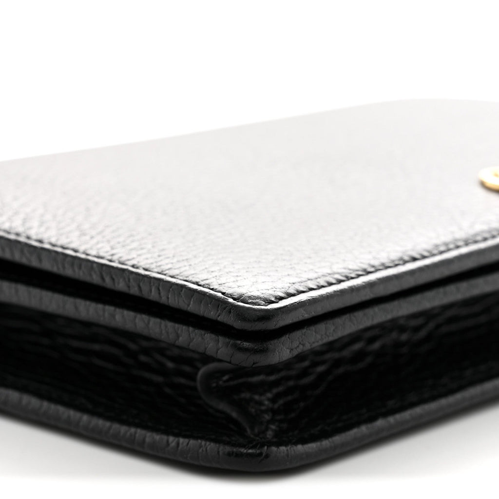 Calfskin Mini GG Marmont Chain Wallet Black