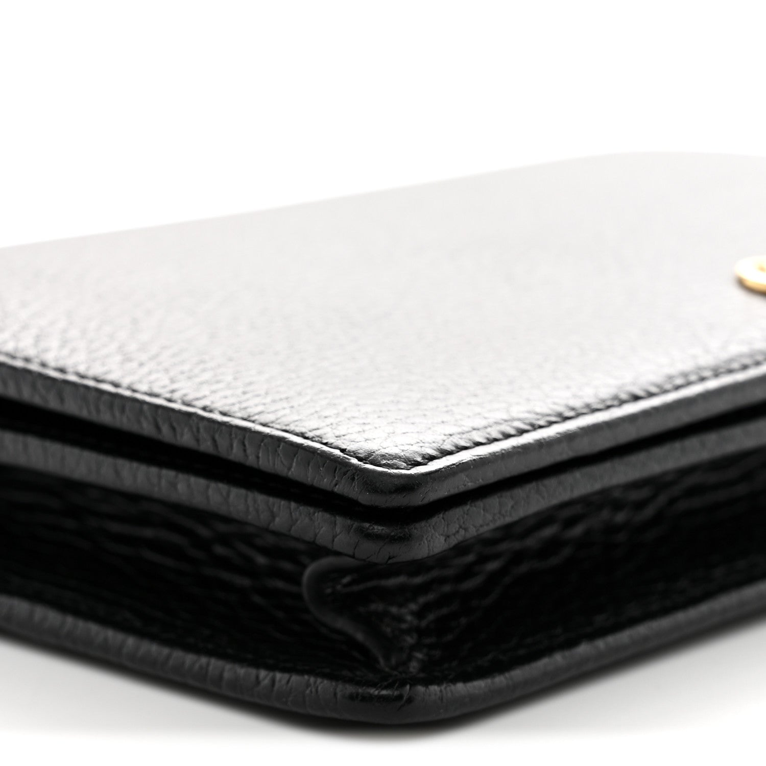 Calfskin Mini GG Marmont Chain Wallet Black