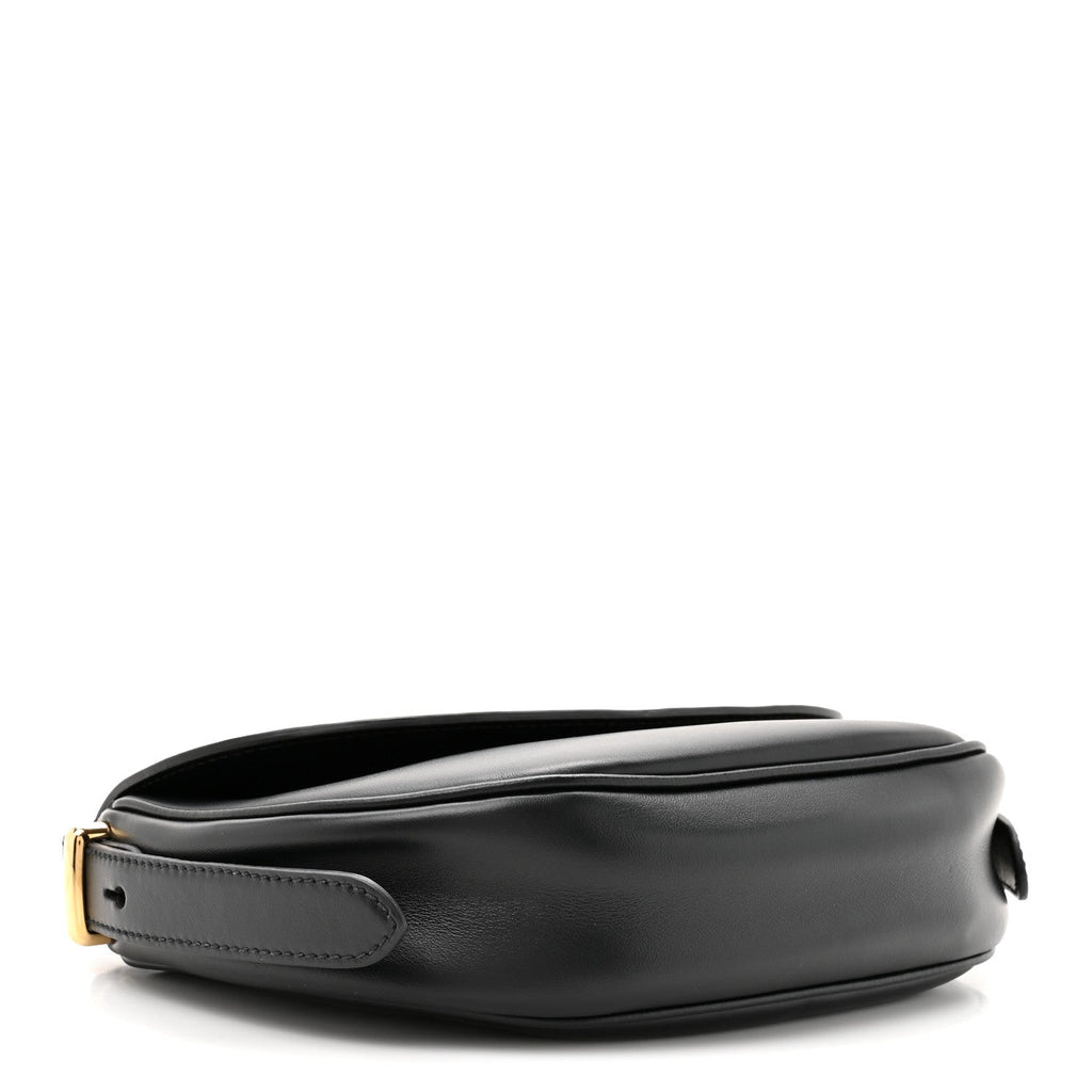 Soft Calfskin Triangle Arque Flap Shoulder Bag Black