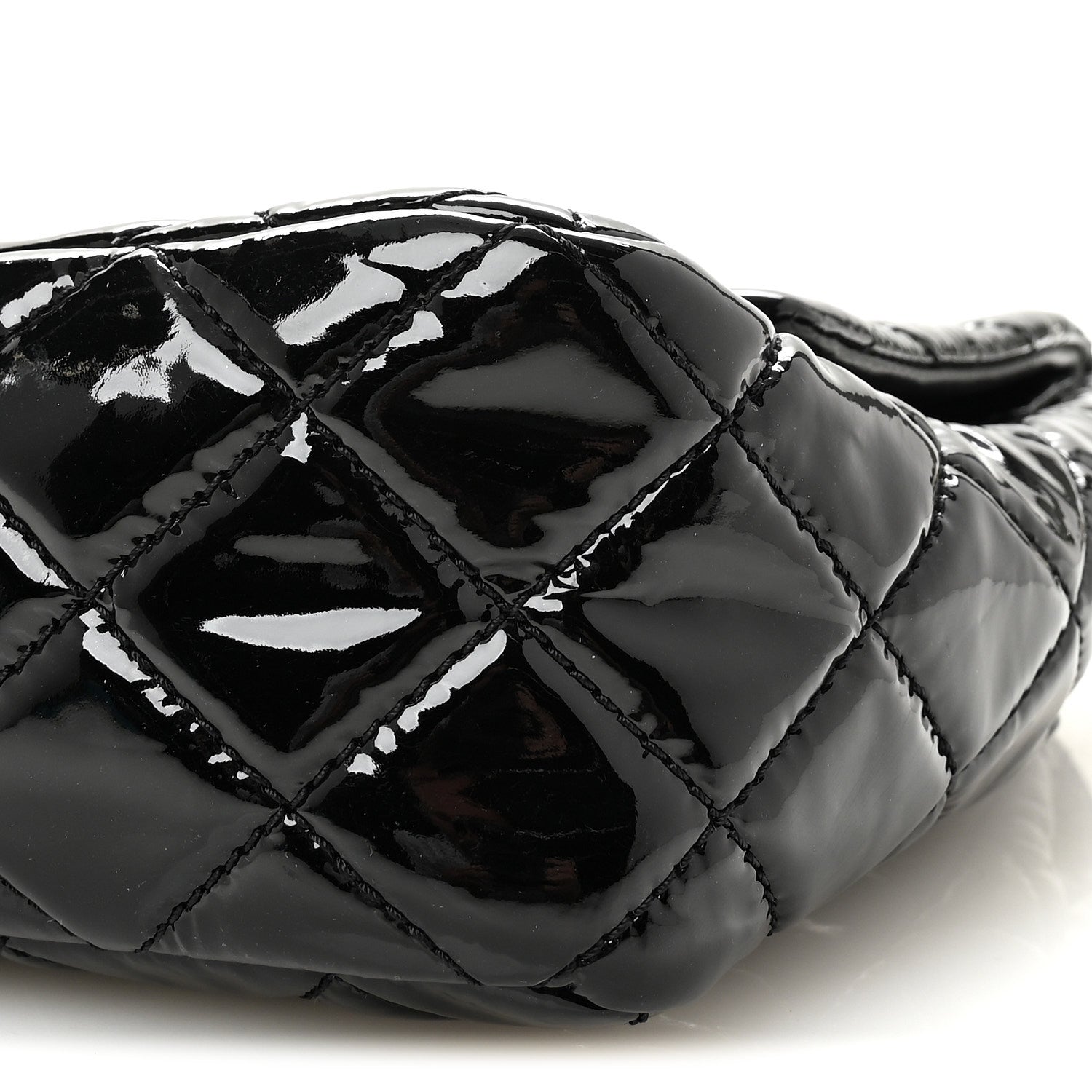 Patent Quilted Jumbo Single Flap Black