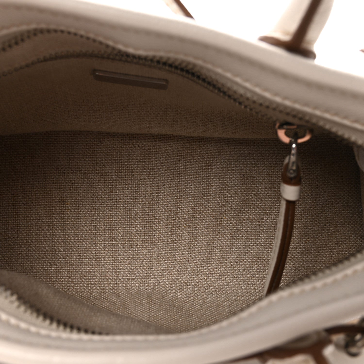Linen Calfskin Triangle Mini Bonnie Hand Bag White