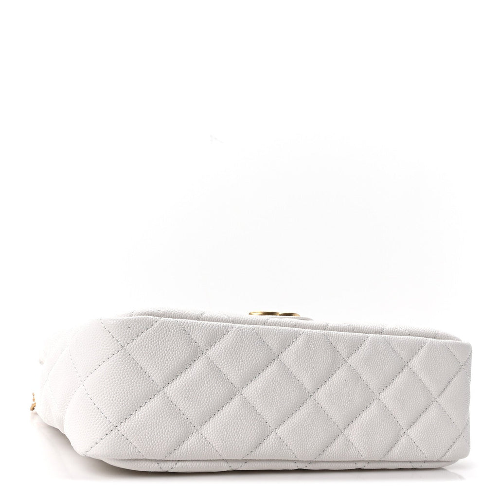 Caviar Quilted Wavy CC Hobo White