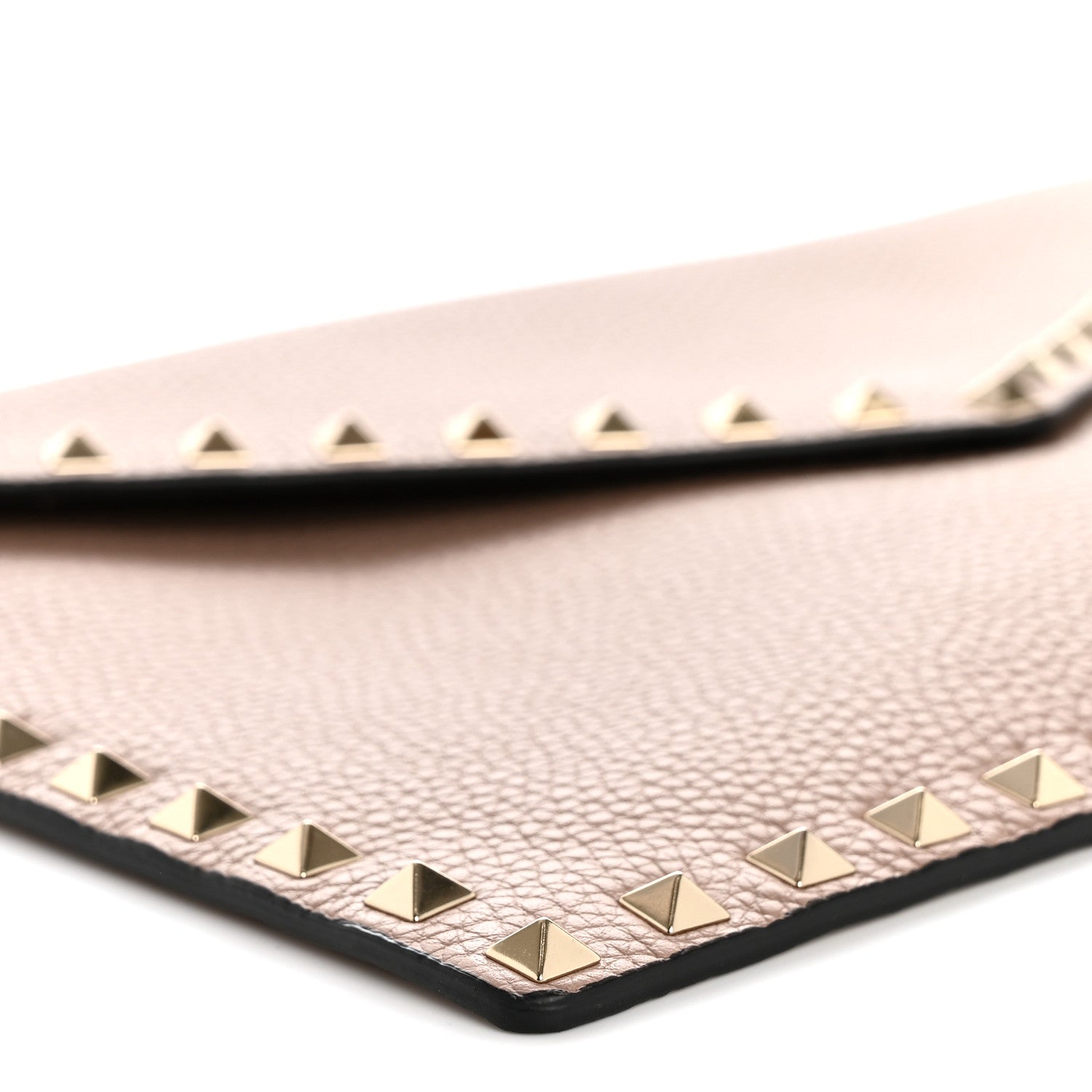 Vitello Medium Rockstud Envelope Flat Wristlet Pouch Poudre