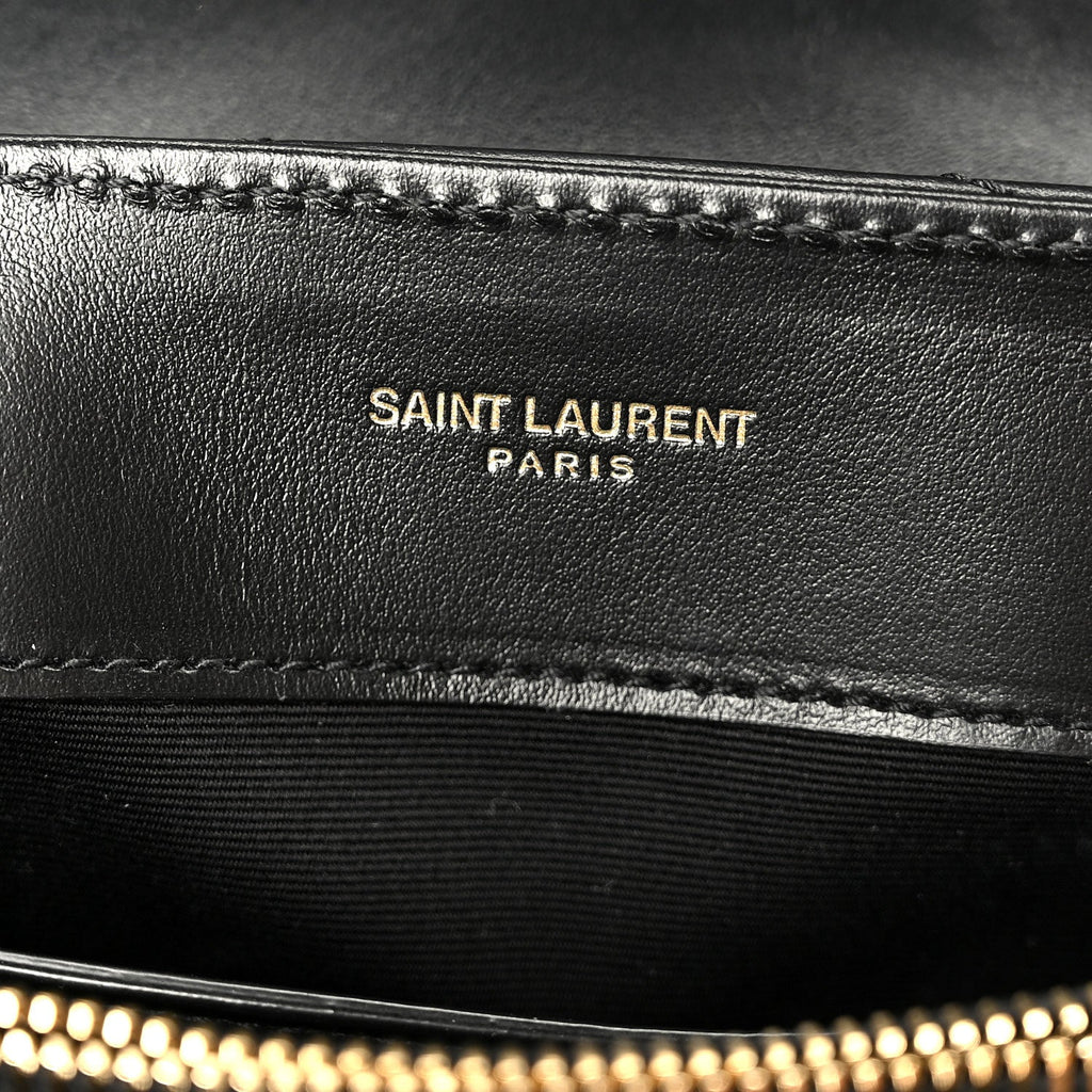Calfskin Y Quilted Monogram Small Loulou Chain Satchel Black