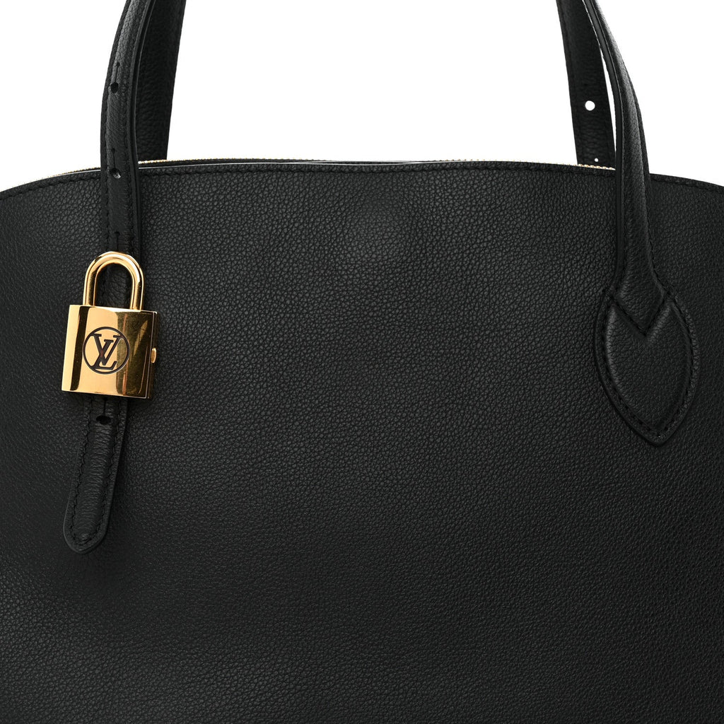 Grained Calfskin Low Key Duffle Tote Black