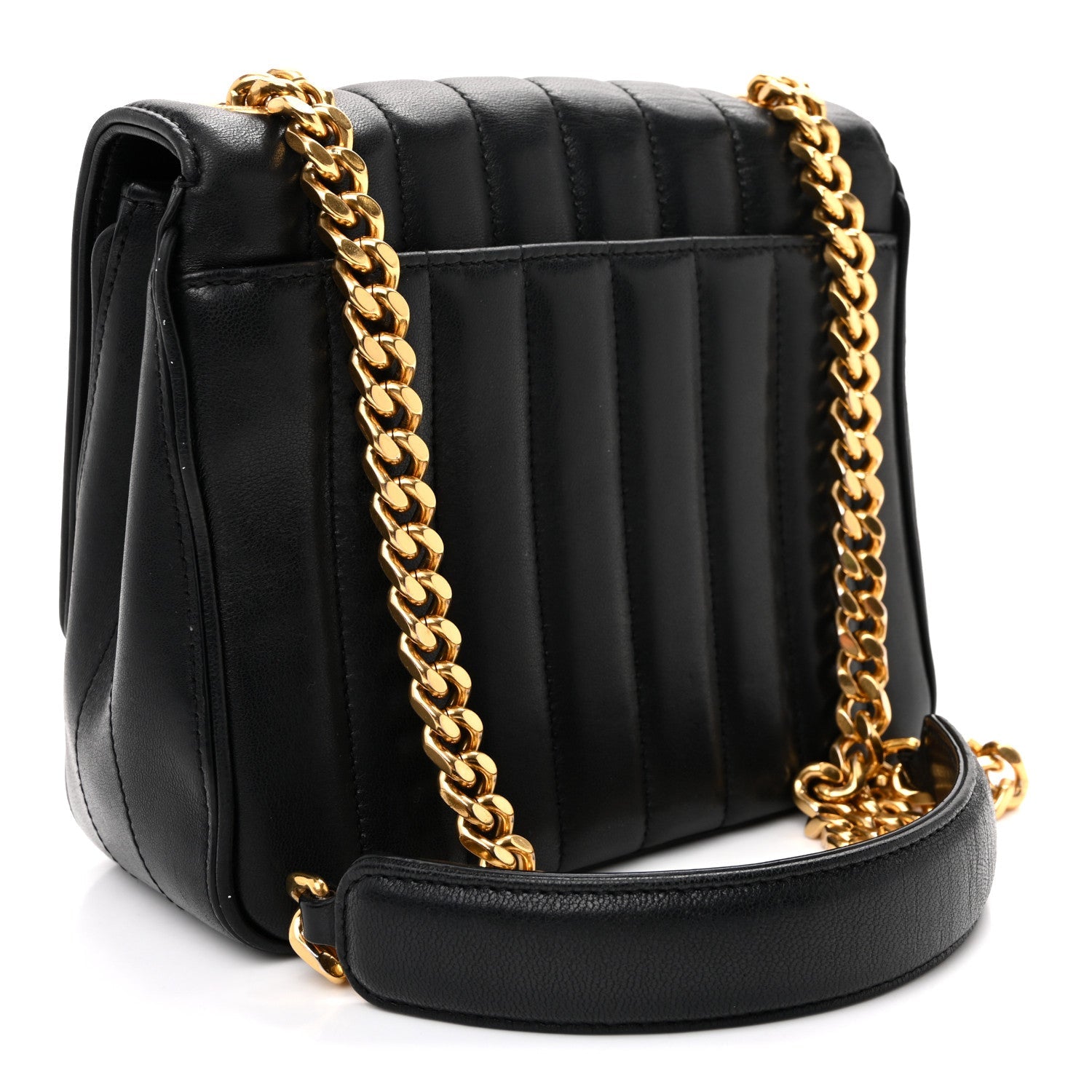 Lambskin Matelasse Monogram Medium Vicky Chain Bag Black