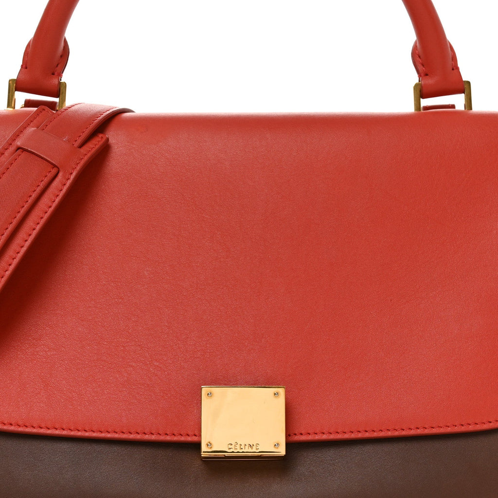 Smooth Calfskin Nubuck Small Tri-Color Trapeze Light Ruby
