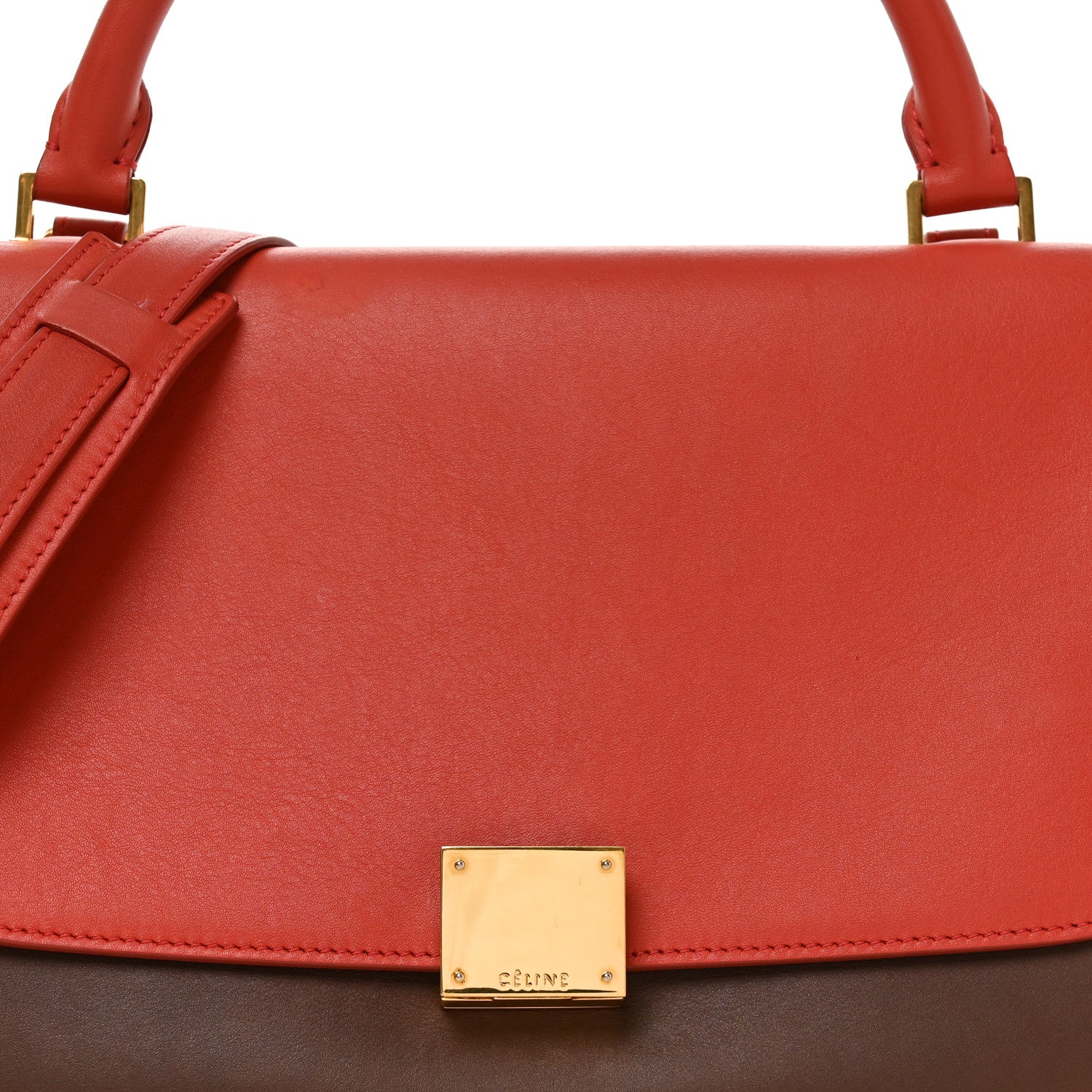 Smooth Calfskin Nubuck Small Tri-Color Trapeze Light Ruby