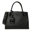 Saffiano Cuir Calfskin Medium Monochrome Top Handle Tote Black