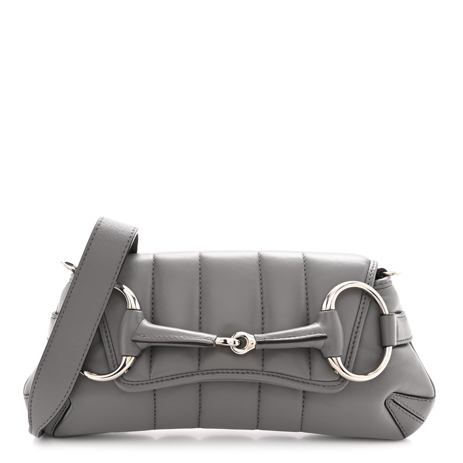 Nappa Vertical Matelasse Small Maxi Horsebit Chain Shoulder Bag Gray