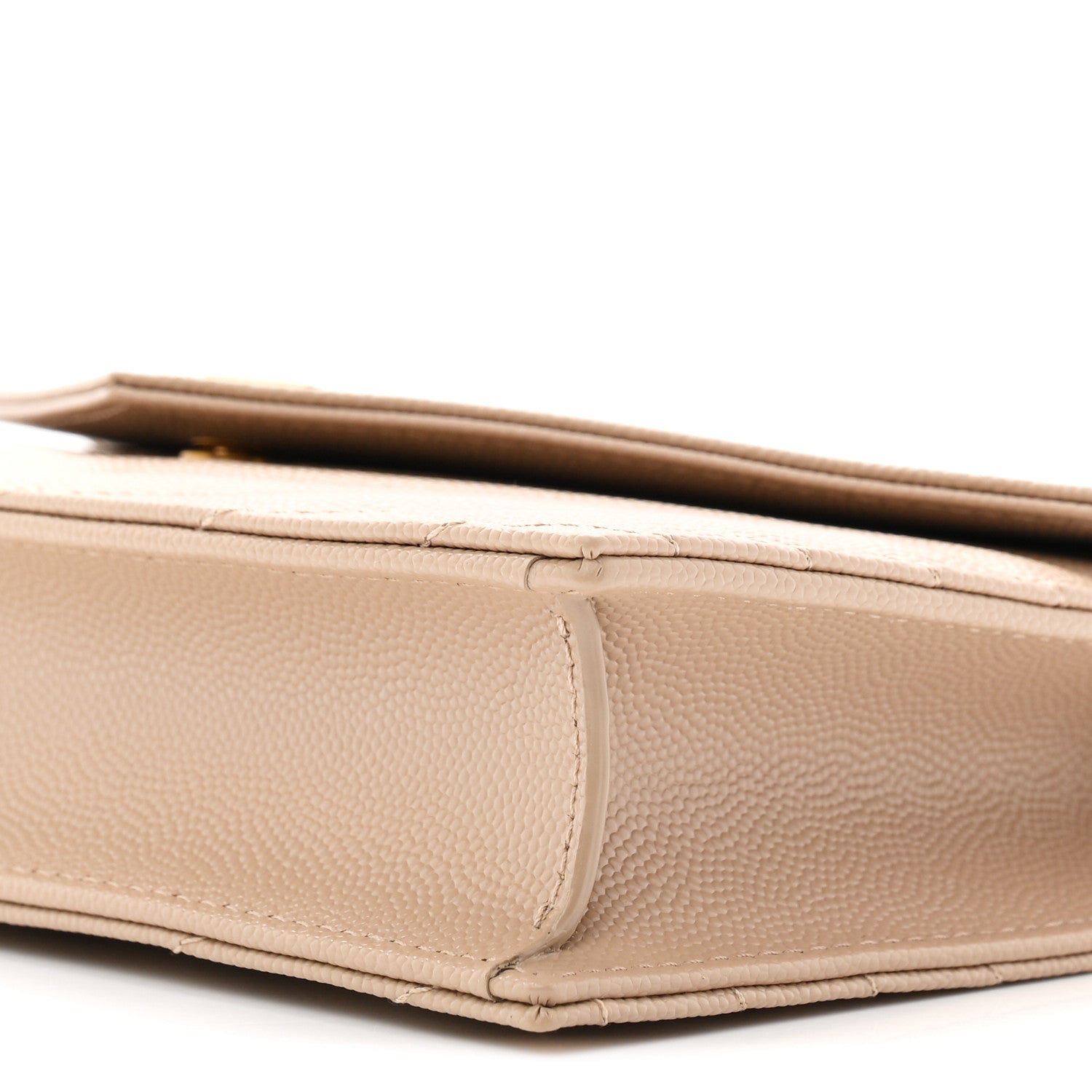 Grain De Poudre Matelasse Chevron Monogram Envelope Chain Wallet Dark Beige