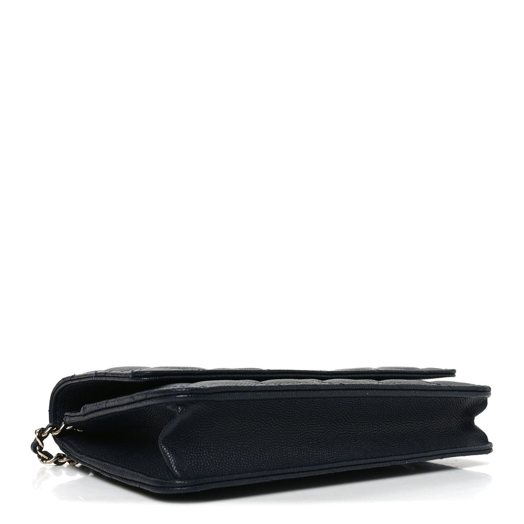 Caviar Quilted Wallet on Chain WOC Navy Blue
