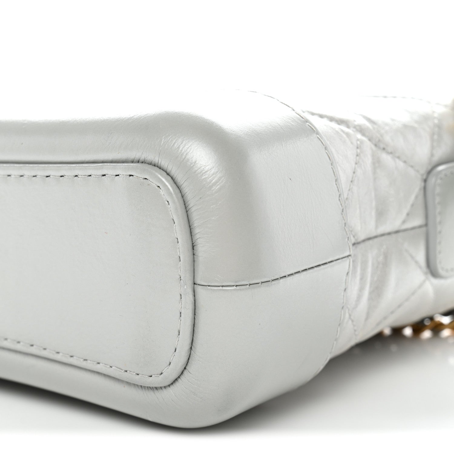 Metallic Aged Calfskin Quilted Small Gabrielle Hobo Silver