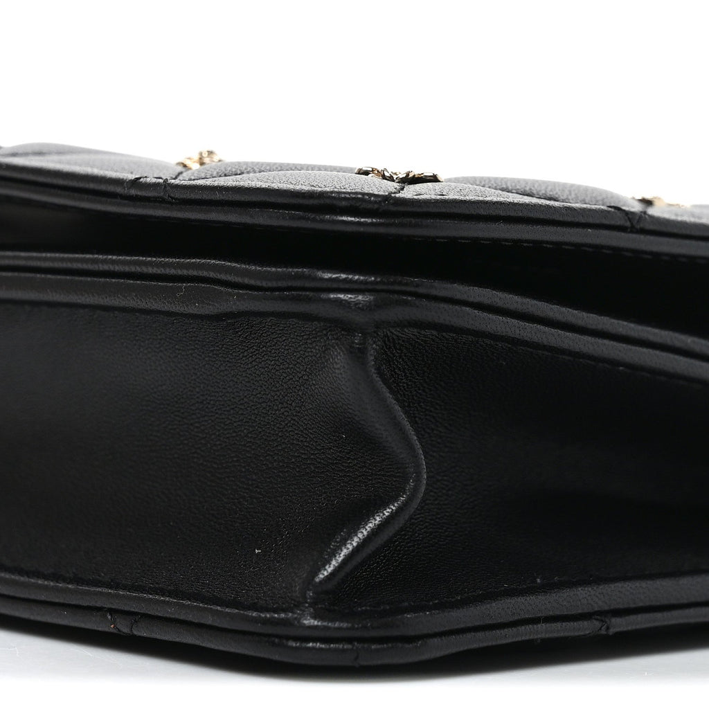 Lambskin Quilted All About Chanel Charm Wallet On Chain WOC Black