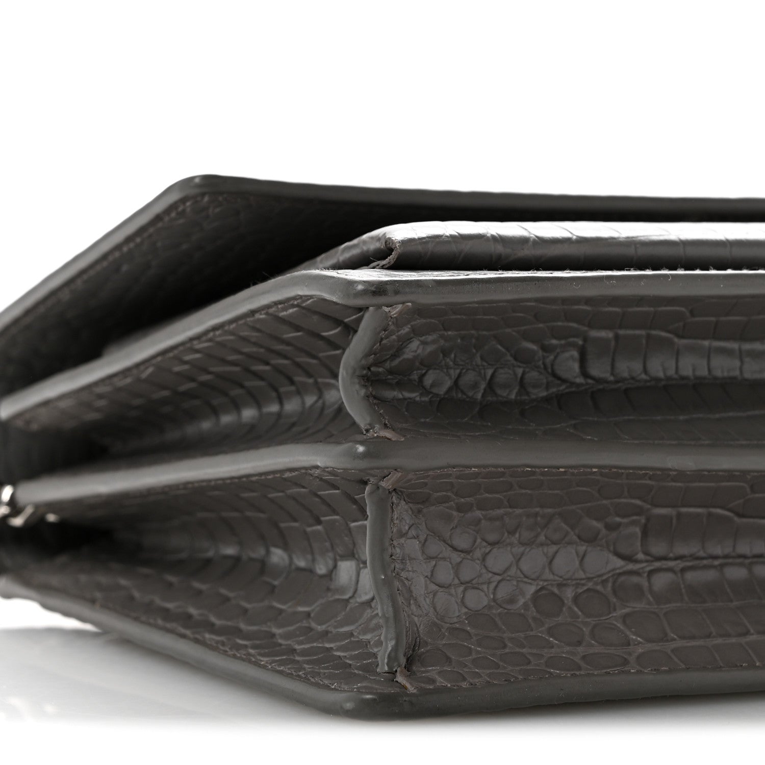 Calfskin Crocodile Embossed Medium Monogram Sunset Fog