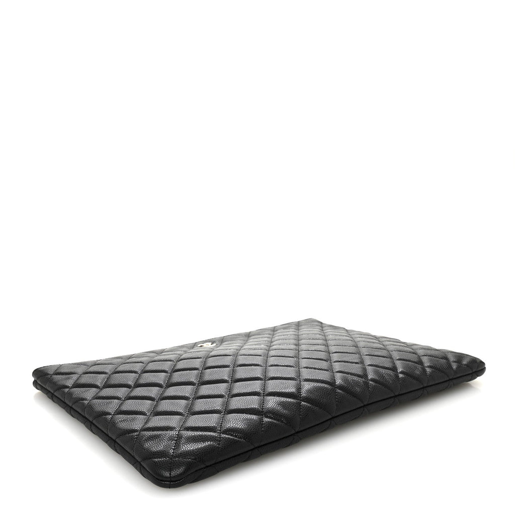 Caviar Quilted Large Cosmetic Case Black