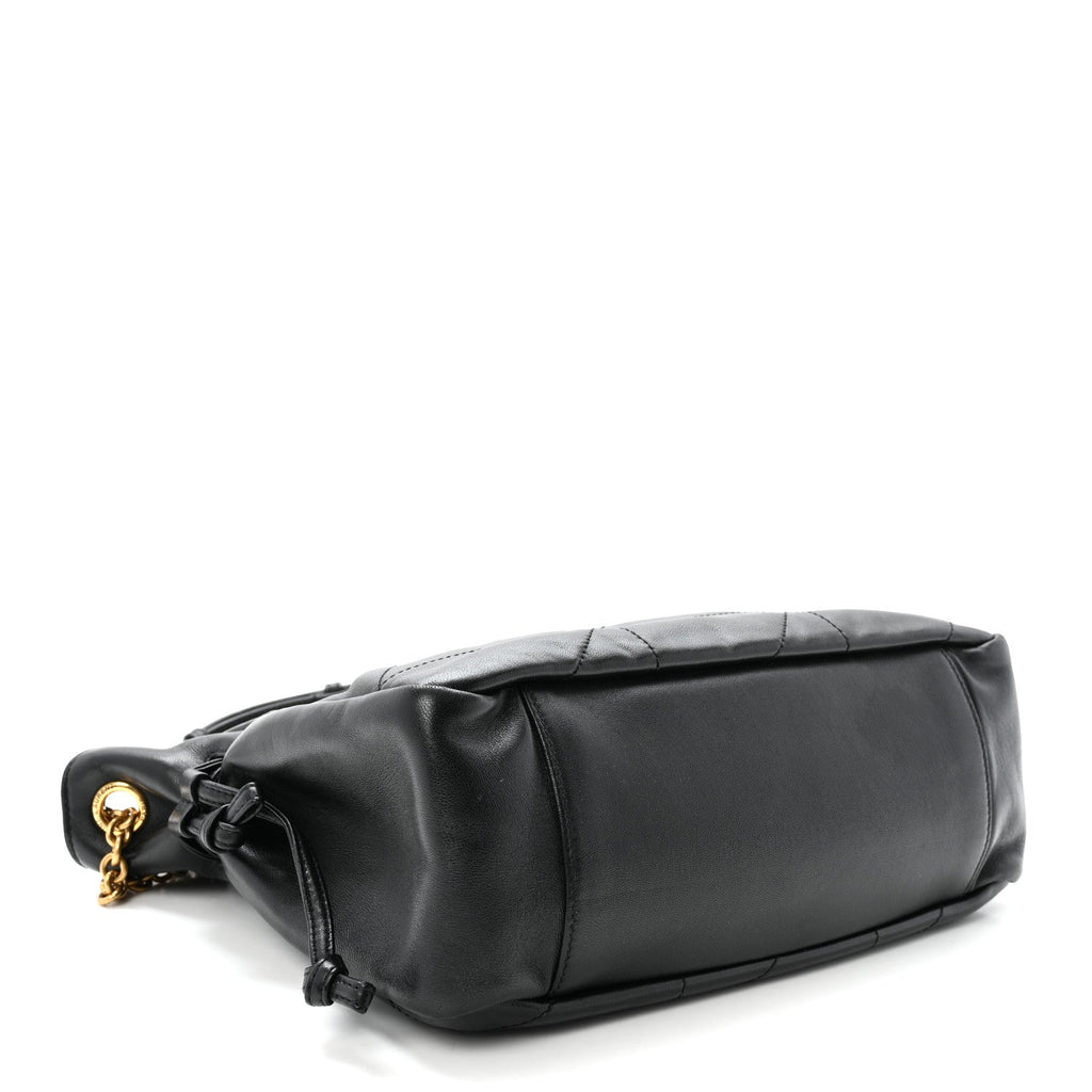 Lambskin Matelasse Monogram Medium Jamie Shoulder Pouch Bag Black